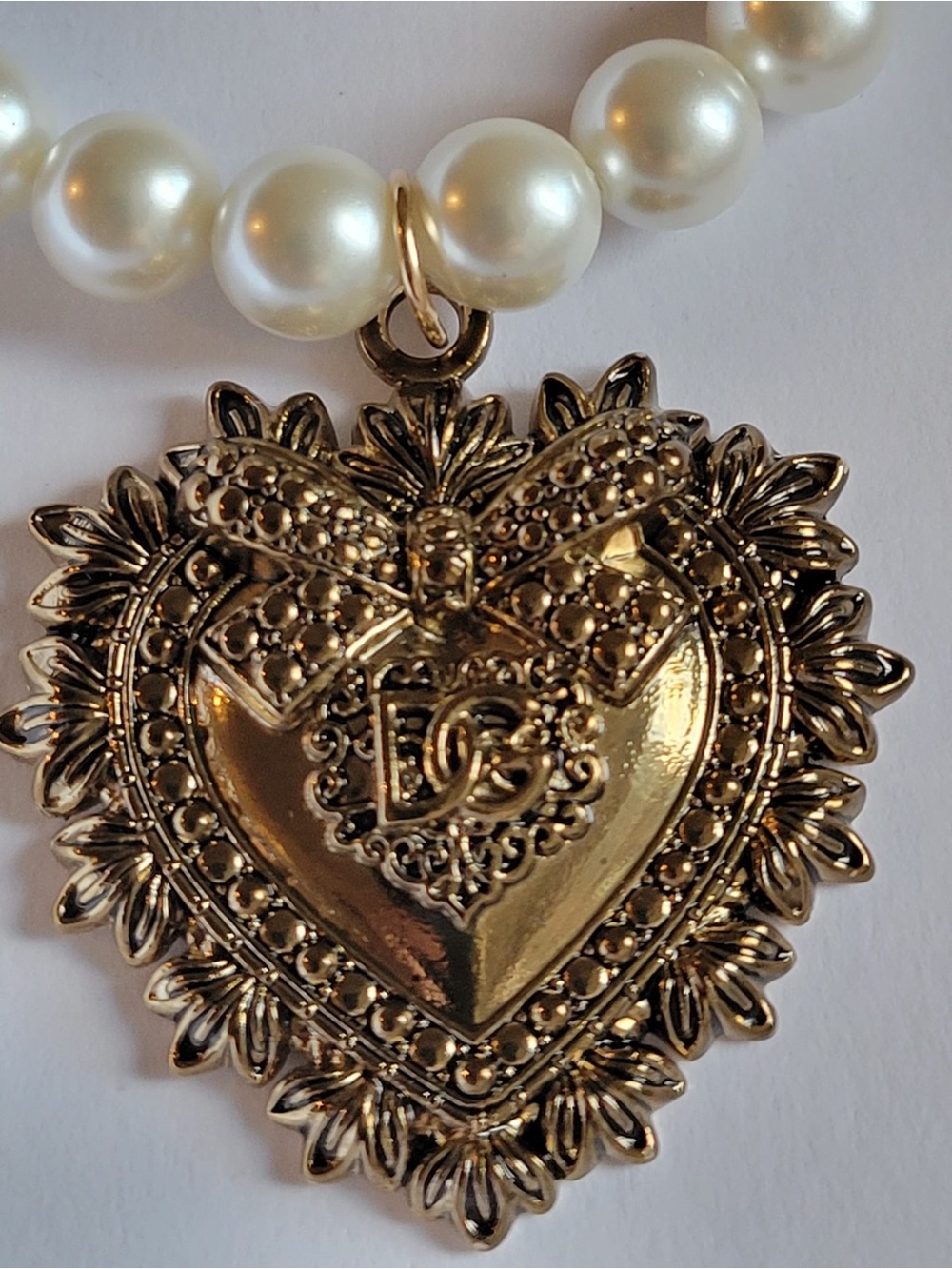 Dolce & Gabbana Gold Heart Pendant with Pearls
